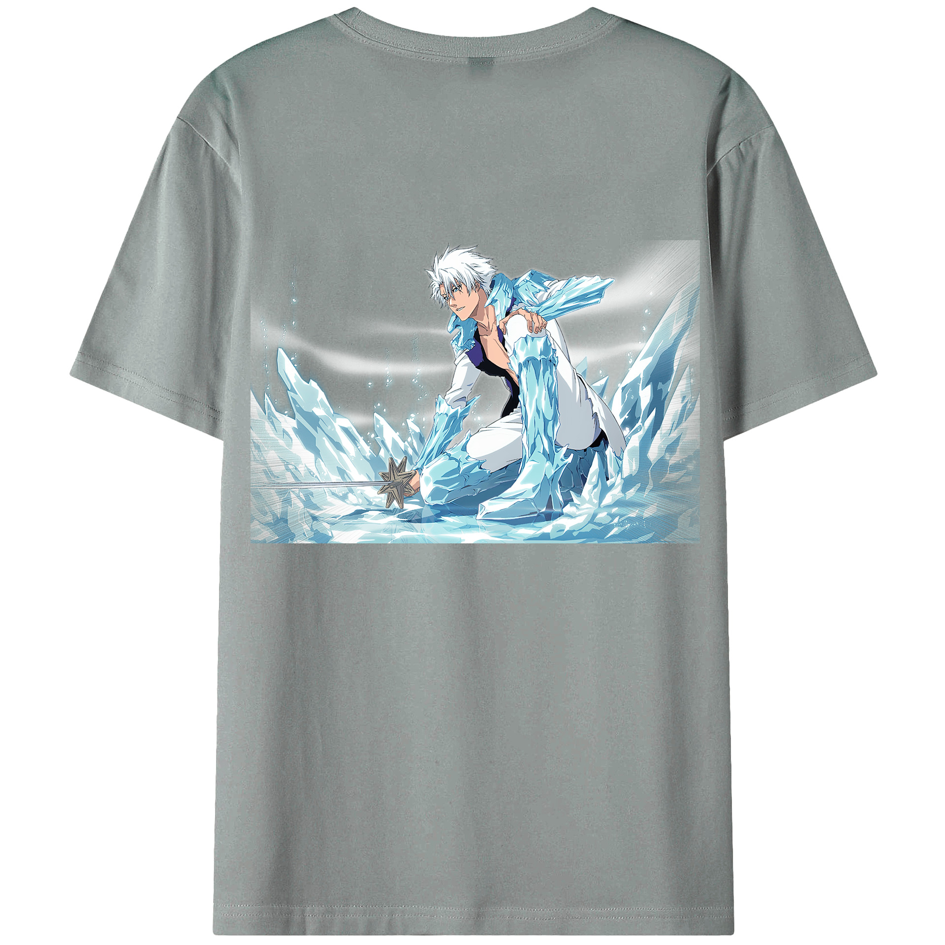 （画像用） ブリーチ 日番谷冬獅郎（ひつがや とうしろう） BLEACH Hitsugaya Toushirou 綿100％ メンズ半袖Tシャツ（バックプリント） 通気性